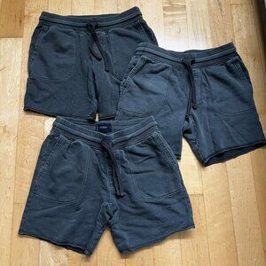 Men's Lucky Brand 100% Cotton Fleece Elastic Waist Pull On Gray Shorts -Lot of 3